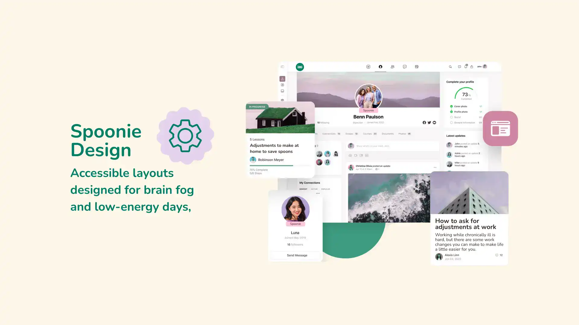 Accessible layouts for brain fog and low-energy days on Alivio Plus platform.