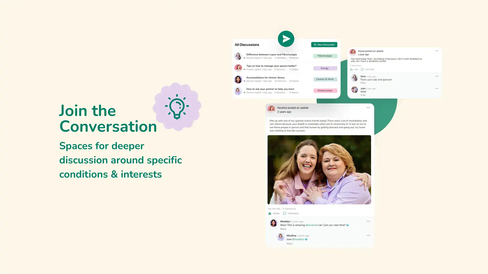 Acceptance and support community for chronic illness and disability discussion.