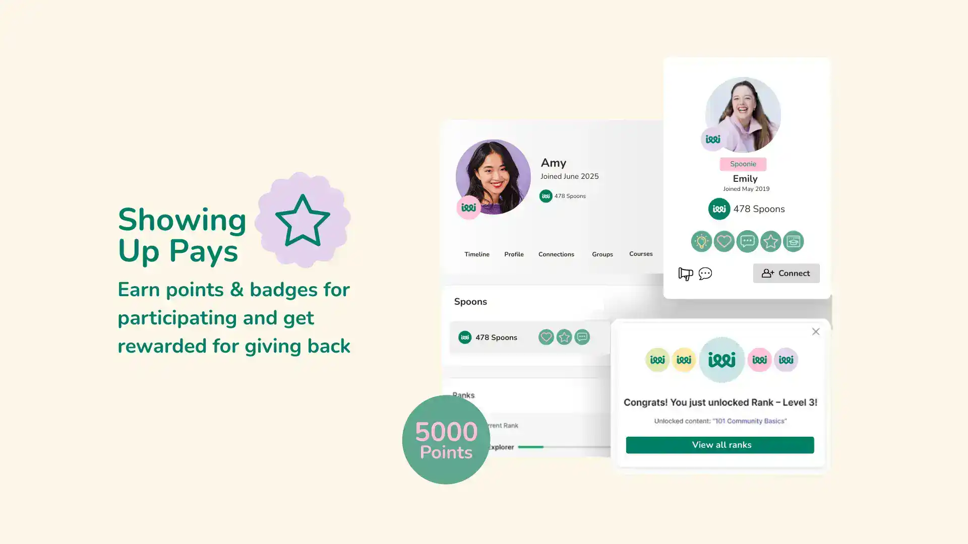 Earn points and badges on Alivio Plus for participating and giving back to the community.
